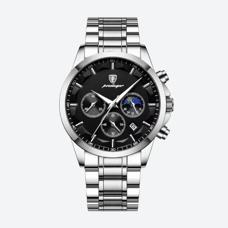 Montre Homme Chronographe Quartz, Bracelet Acier Inoxydable
