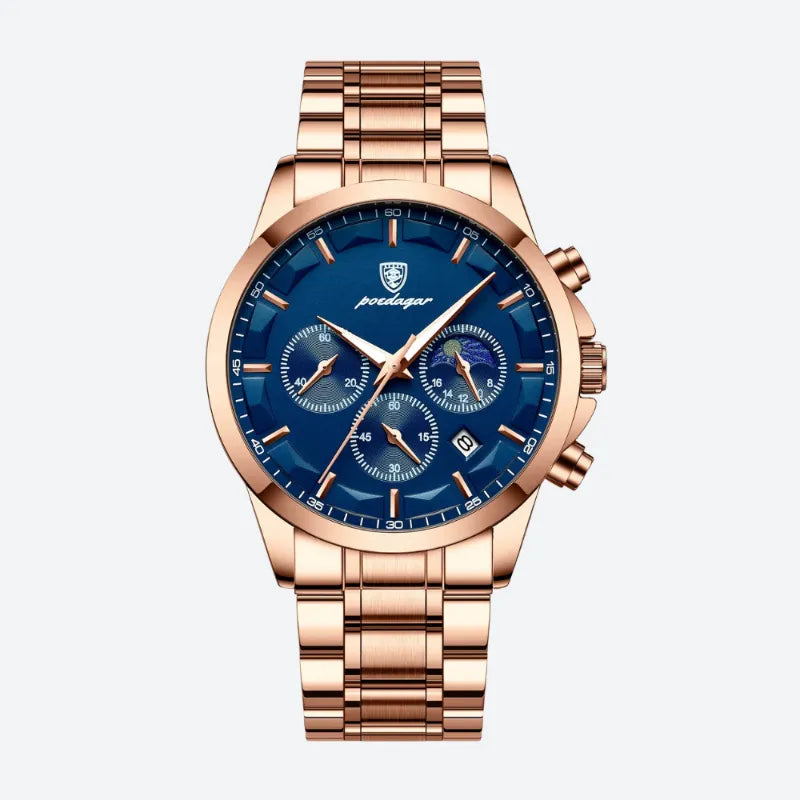 Montre Homme Chronographe Quartz, Bracelet Acier Inoxydable