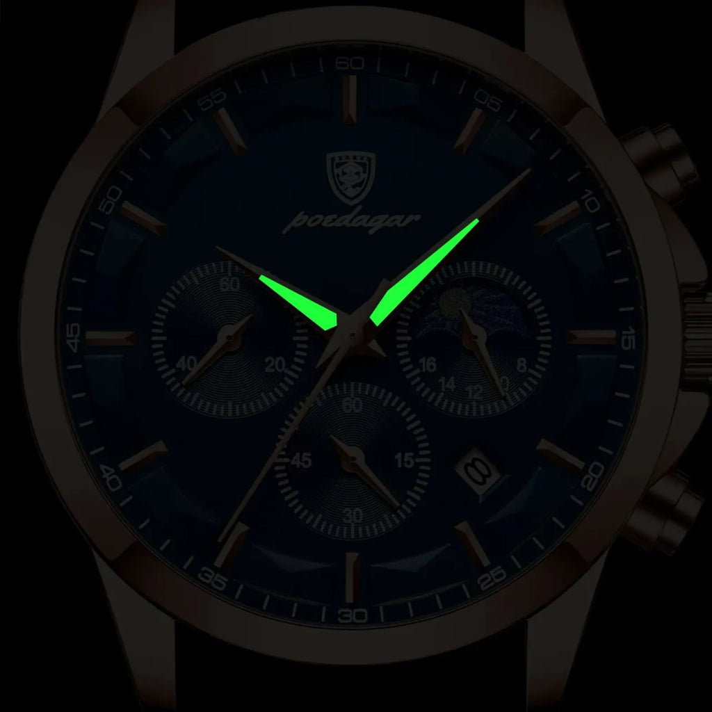 Montre Homme Chronographe Quartz, Bracelet Acier Inoxydable