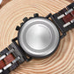 Montre Homme Chronographe en Bois et Acier, Mouvement Quartz Multifonction