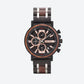 Montre Homme Chronographe en Bois et Acier, Mouvement Quartz Multifonction