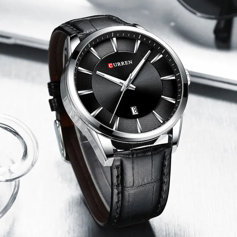 Montre Homme Cuir Quartz Élégante