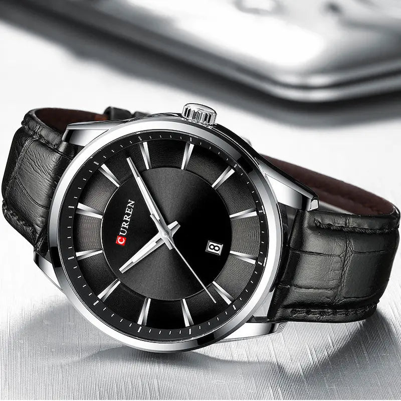 Montre Homme Cuir Quartz Élégante