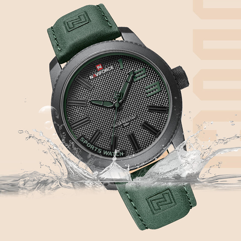 Montre Homme Militaire Sport en Cuir — Étanche