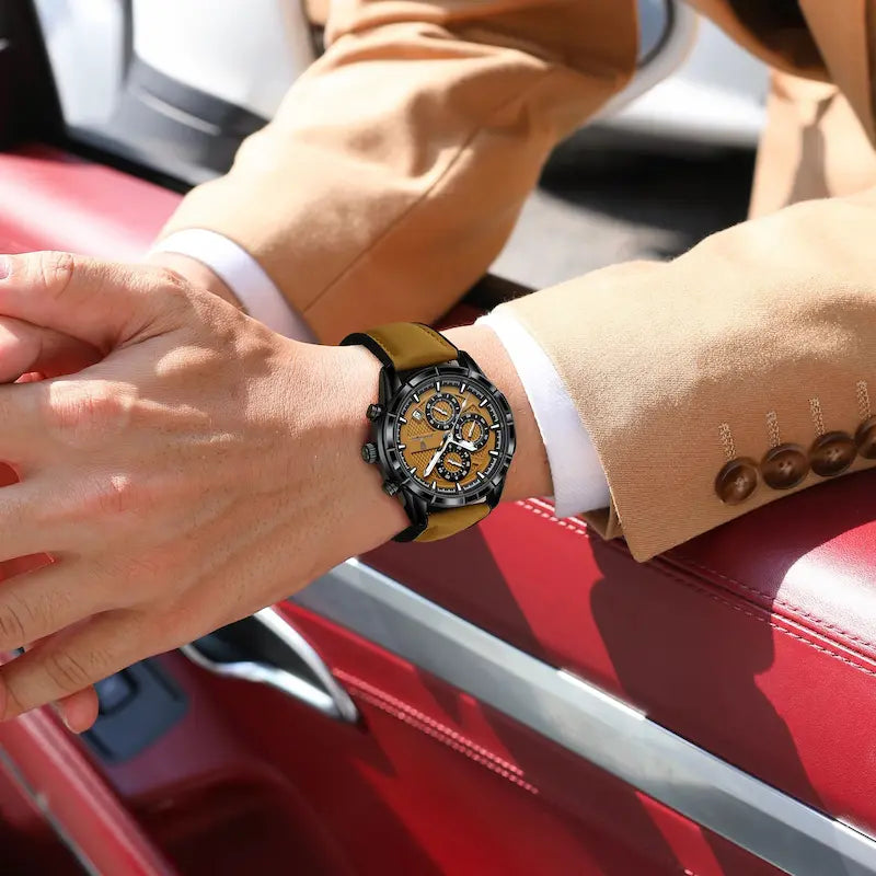 Montre Homme Quartz Chronographe Cuir
