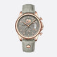 Montre Homme Quartz Ronde, Cuir Gris Date Lumineuse