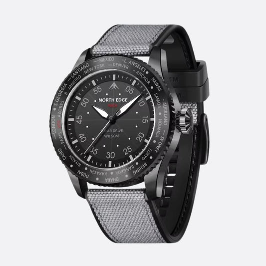 Montre Homme Solaire Aviateur avec Cadran 43 mm, Bracelet Nylon