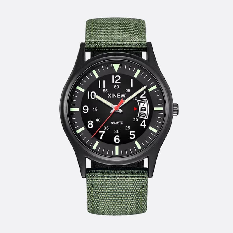 Montre Homme Vintage Militaire Quartz Bracelet Nylon 41mm