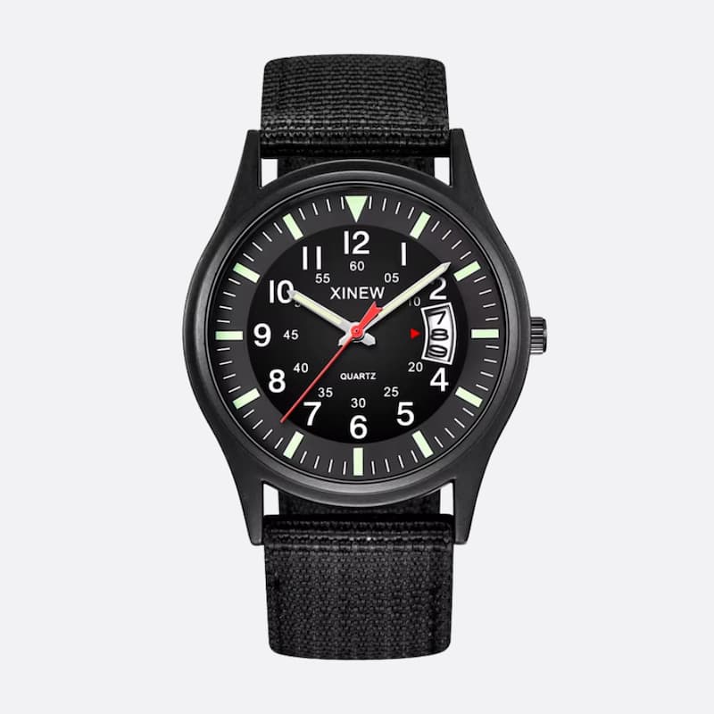 Montre Homme Vintage Militaire Quartz Bracelet Nylon 41mm