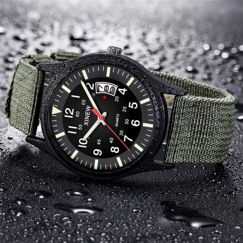 Montre Homme Vintage Militaire Quartz Bracelet Nylon 41mm