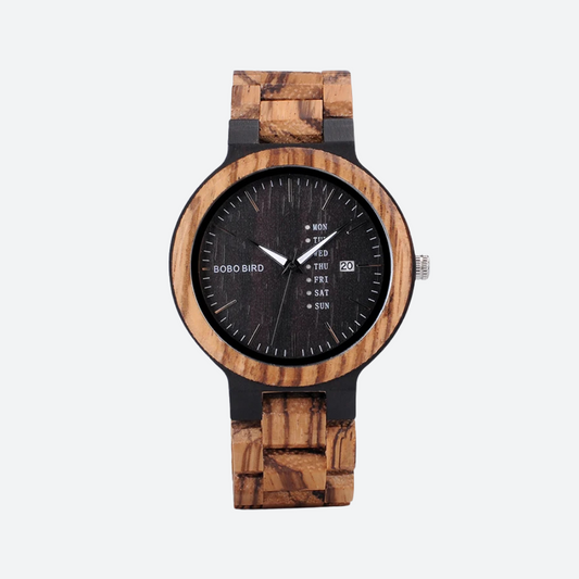 Montre Homme en Bois Naturel, Cadran Multifonction