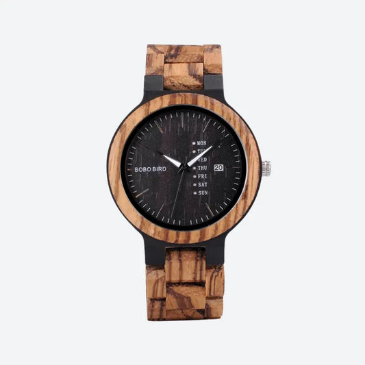 Montre Homme en Bois Naturel, Cadran Multifonction