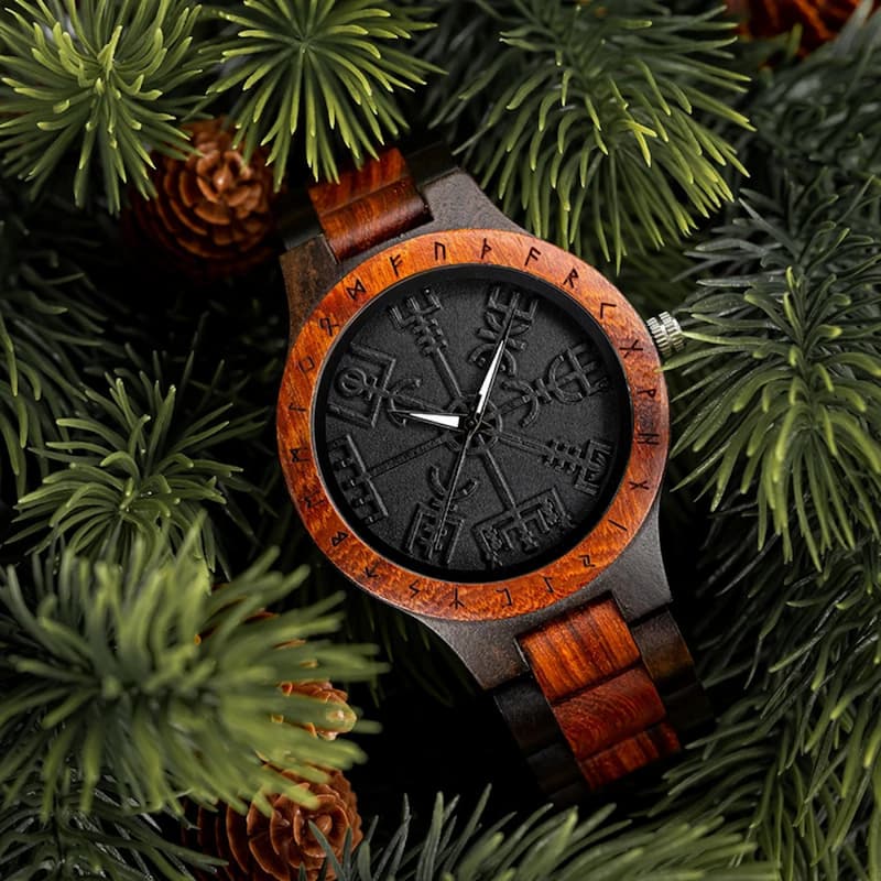 Montre Homme en Bois Viking Noir Image