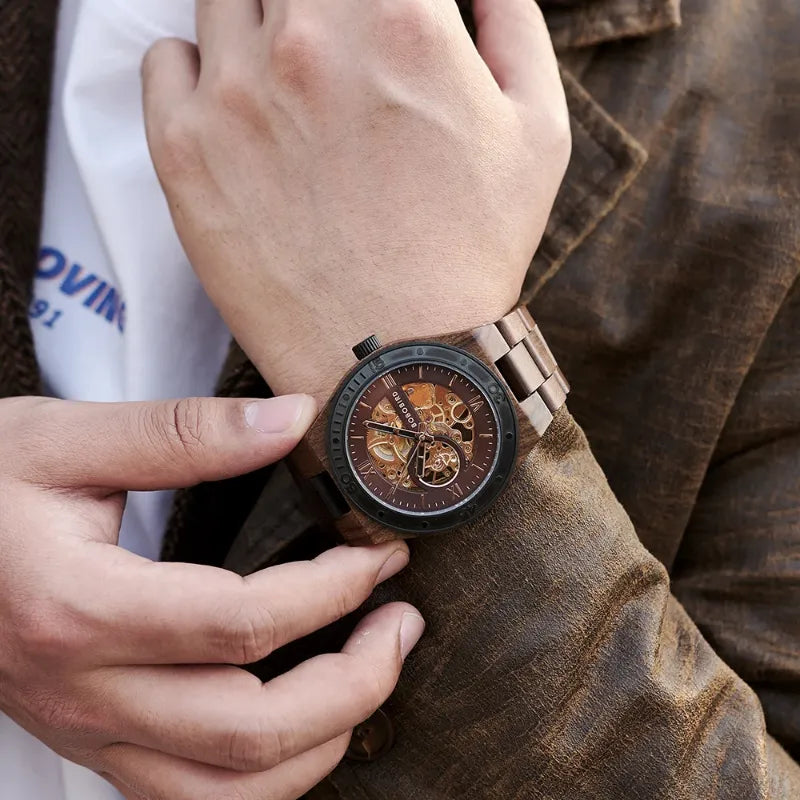 Montre Mécanique En Bois Homme Artisanat Naturel