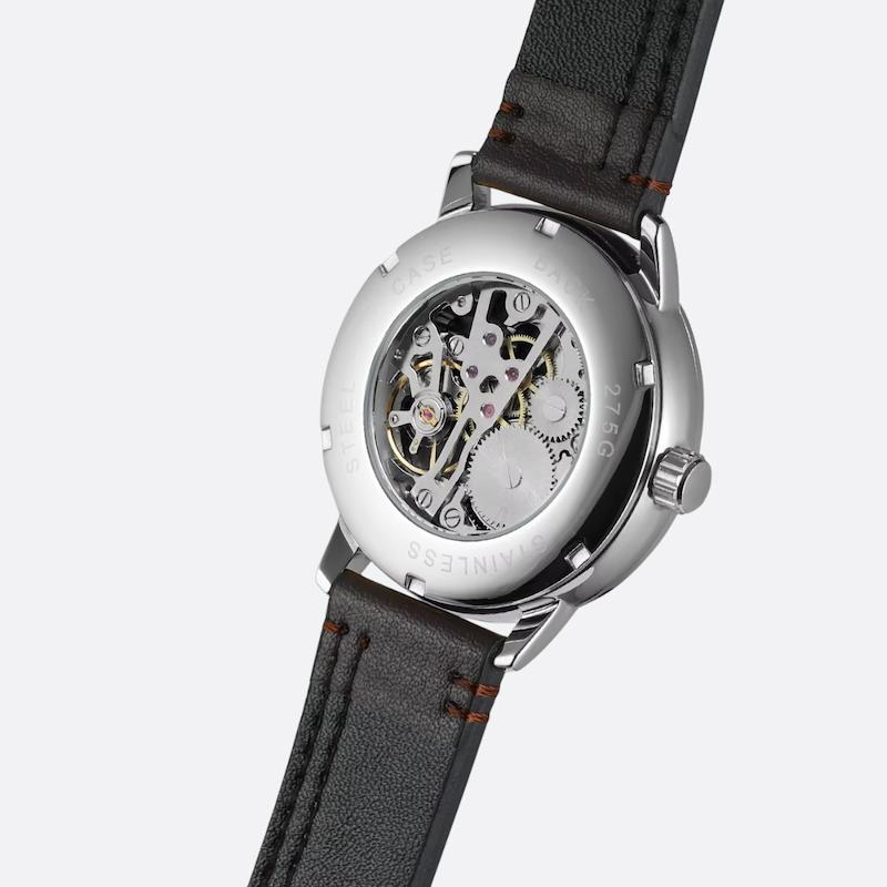 Montre Mécanique Homme Bracelet Cuir, Remontage Manuel Image