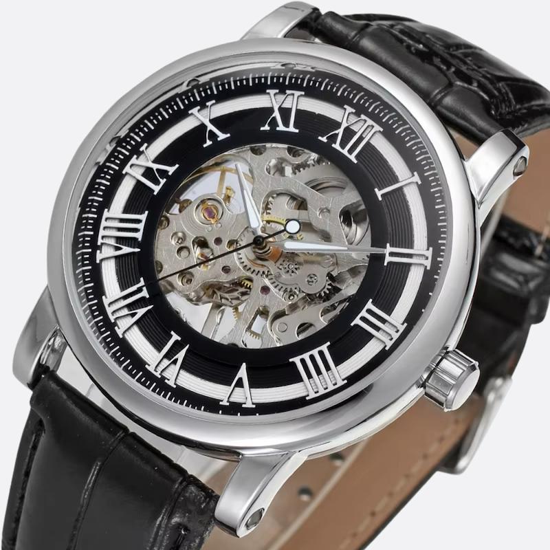 Montre Mécanique Homme à Chiffres Romains, Remontage Manuel