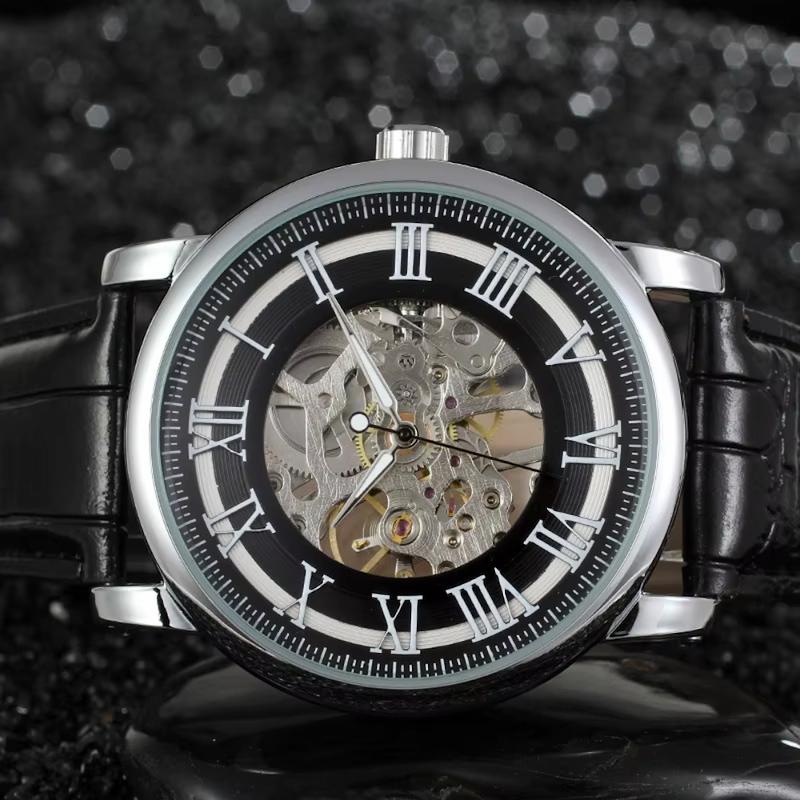 Montre Mécanique Homme à Chiffres Romains, Remontage Manuel Image