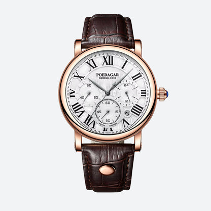 Montre Ronde Homme Chronographe Quartz Chiffres Romains