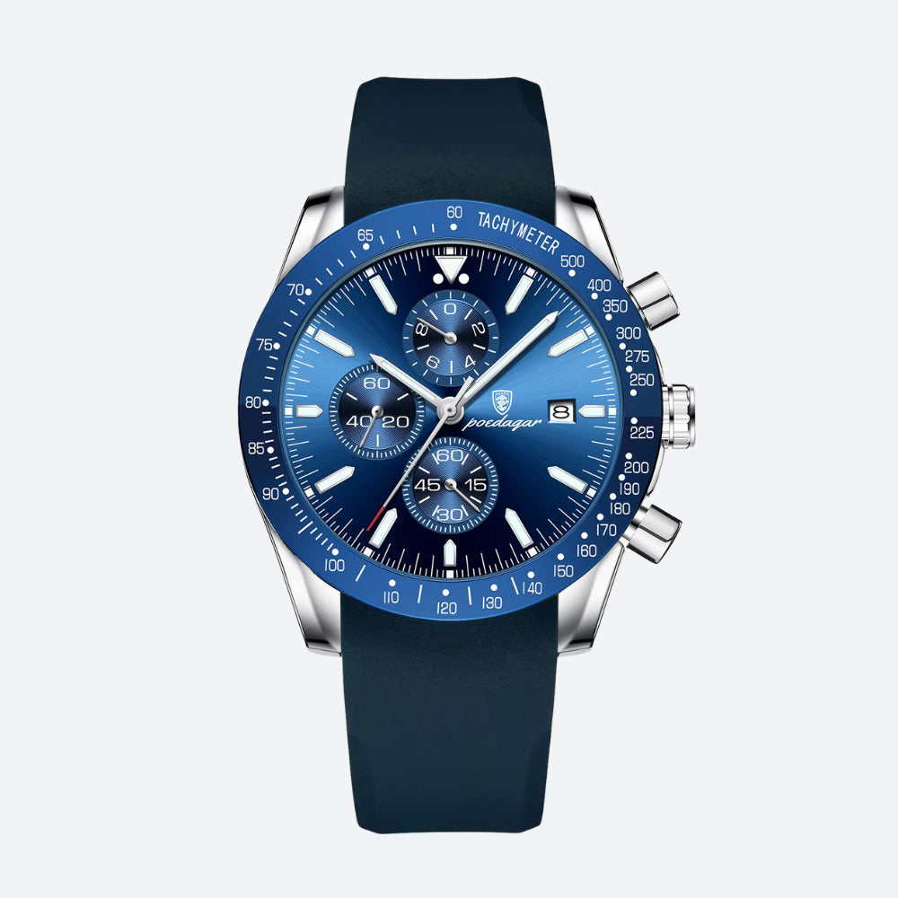 Montre Ronde Homme Chronographe Quartz Silicone