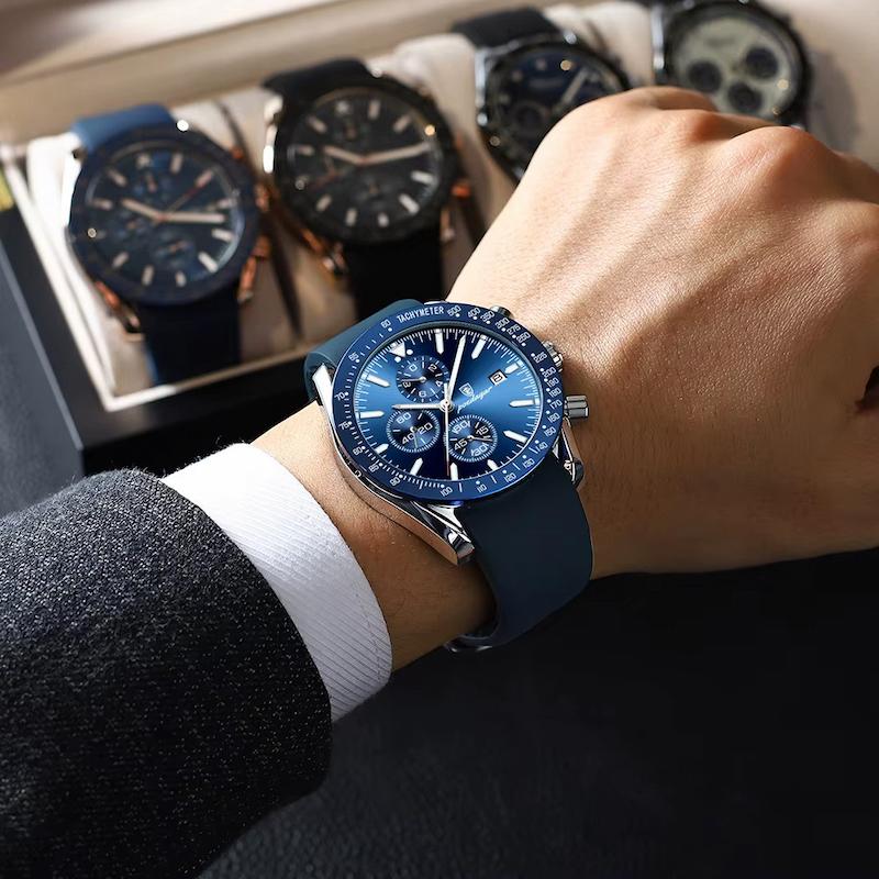 Montre Ronde Homme Chronographe Quartz Silicone
