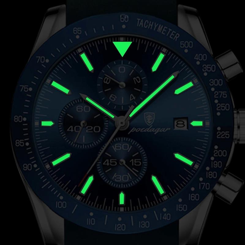 Montre Ronde Homme Chronographe Quartz Silicone