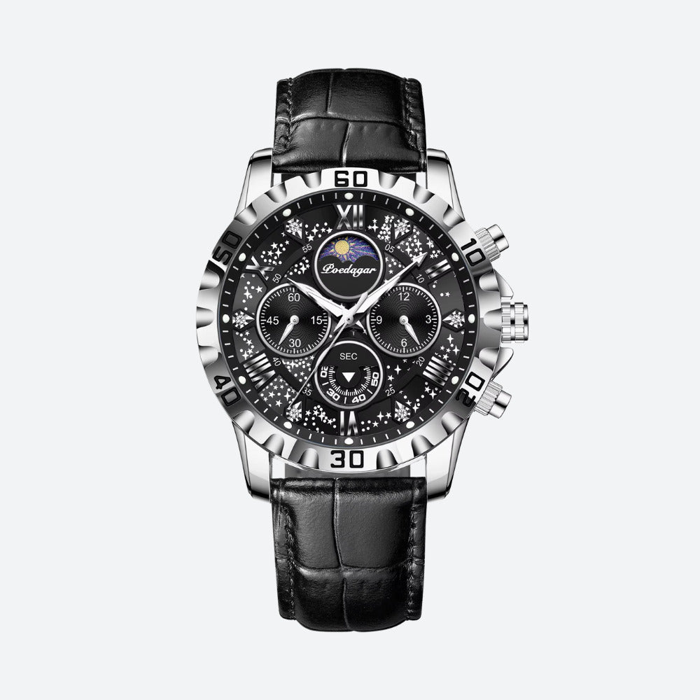 Montre Ronde Homme Chronographe Quartz, Verre Saphir