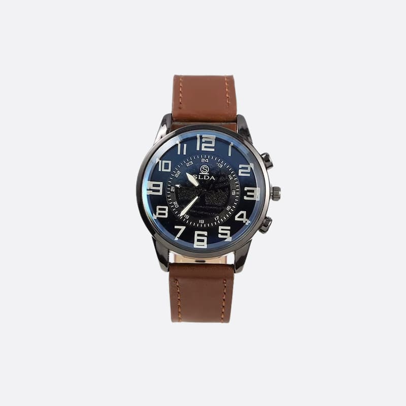 Montre Vintage Homme Quartz Classique avec Bracelet Cuir