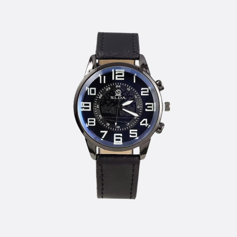 Montre Vintage Homme Quartz Classique avec Bracelet Cuir