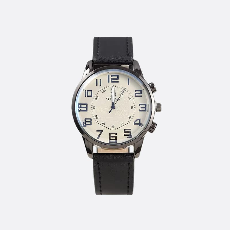 Montre Vintage Homme Quartz Classique avec Bracelet Cuir