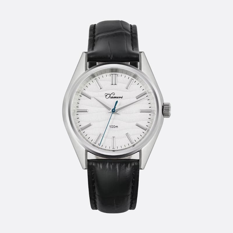 Montre Vintage Homme Quartz Minimaliste avec Bracelet Cuir Noir