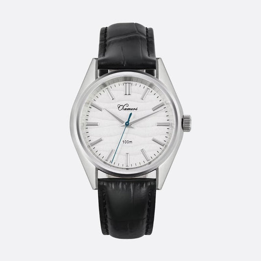 Montre Vintage Homme Quartz Minimaliste avec Bracelet Cuir Noir