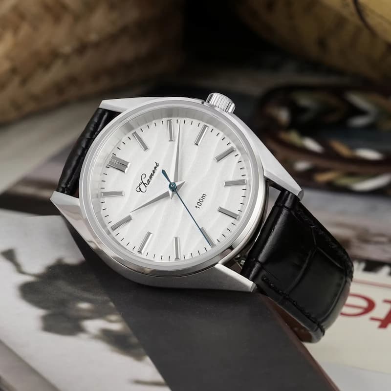 Montre Vintage Homme Quartz Minimaliste avec Bracelet Cuir Noir