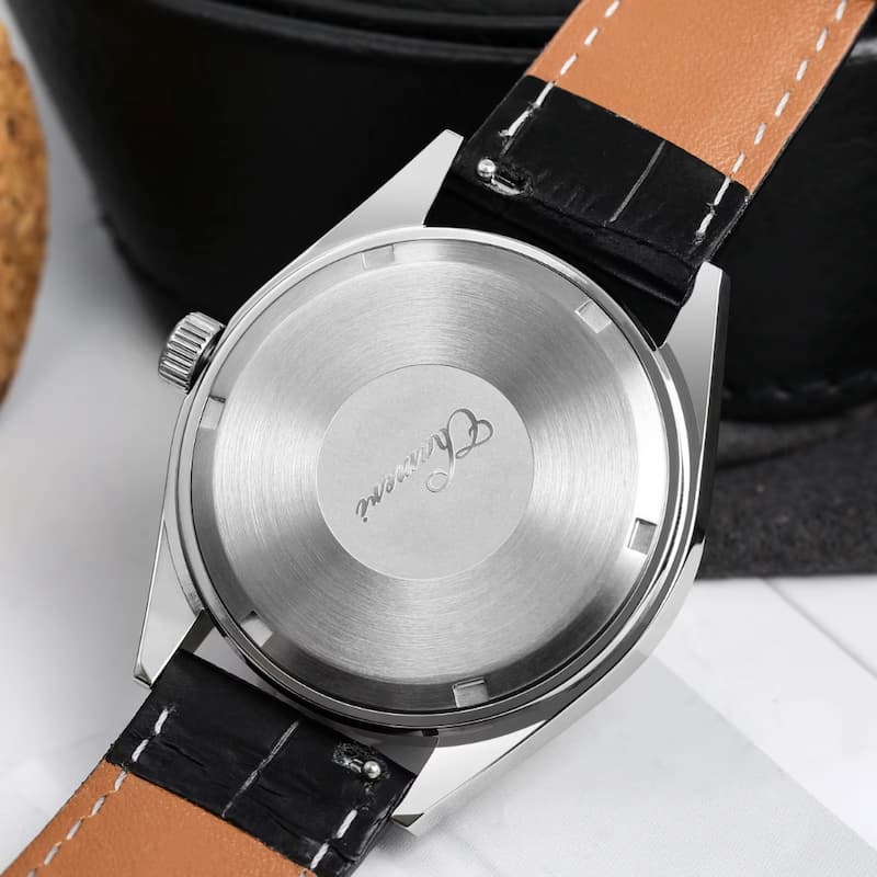 Montre Vintage Homme Quartz Minimaliste avec Bracelet Cuir Noir