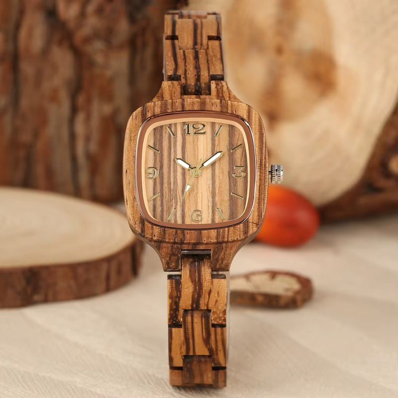 Montre_bois_femme_Carre_Quartz_4 Image
