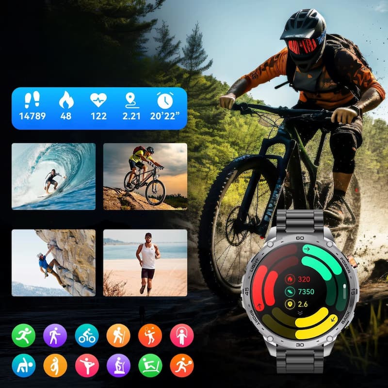 Montre connectée homme avec appel Bluetooth et assistant vocal