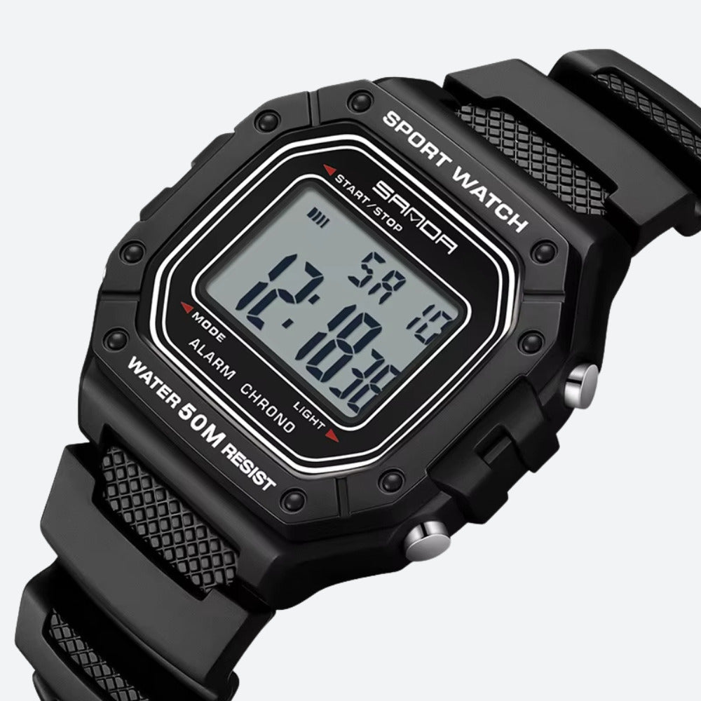 Montre digitale pour homme carrée sport, multifonction
