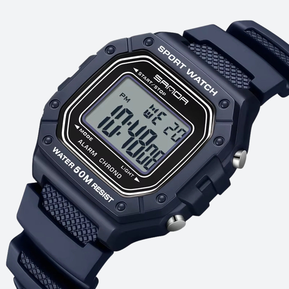 Montre digitale pour homme carrée sport, multifonction