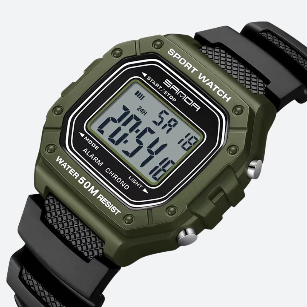 Montre digitale pour homme carrée sport, multifonction