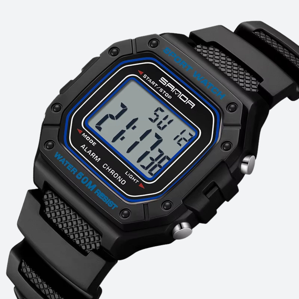 Montre digitale pour homme carrée sport, multifonction