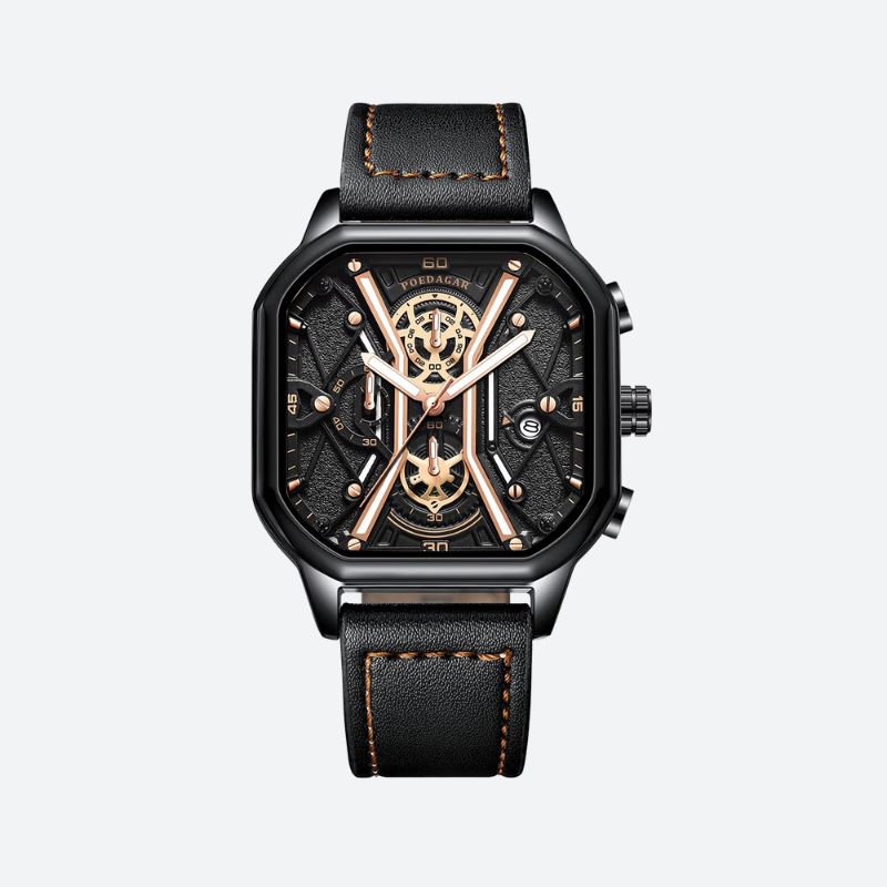 Montre homme chronographe carré étanche