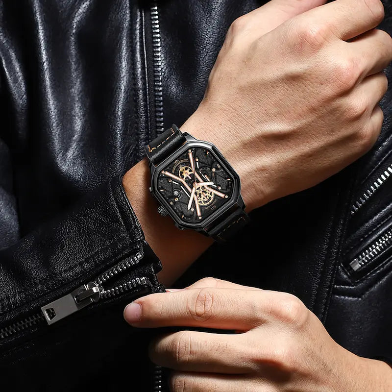 Montre homme chronographe carré étanche