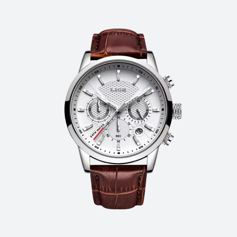 Montre homme cuir chronographe étanche - style militaire