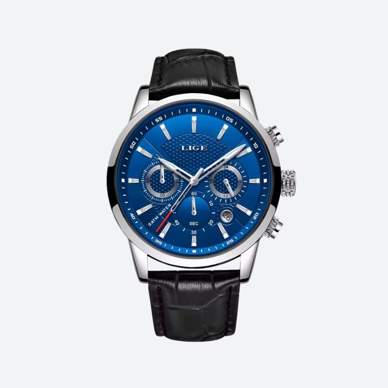 Montre homme cuir chronographe étanche - style militaire