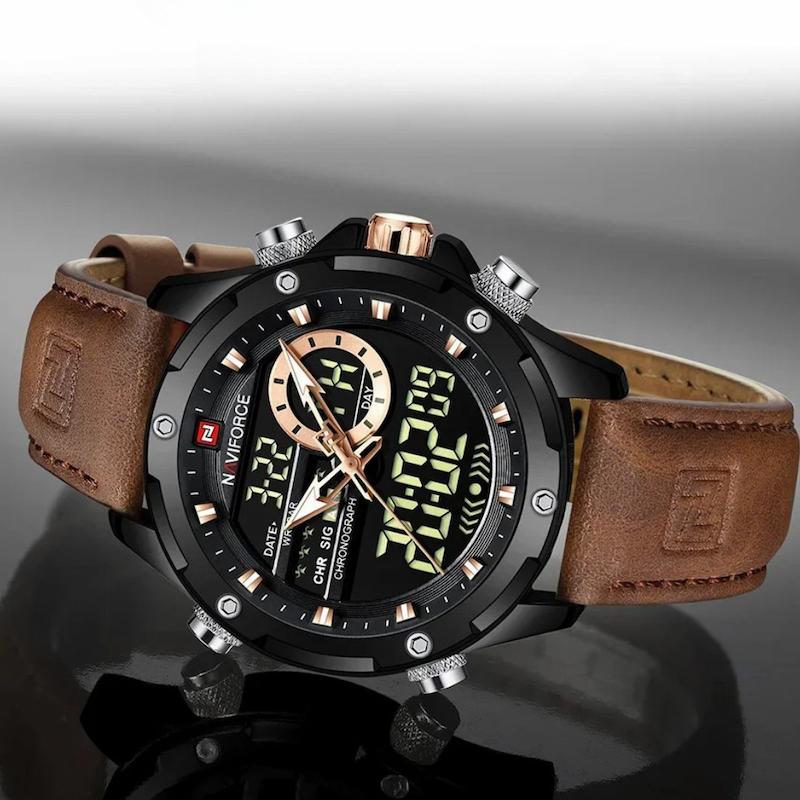 Montre homme digitale analogique-numérique avec chronographe Image