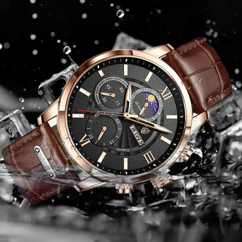 Montre homme quartz cuir étanche