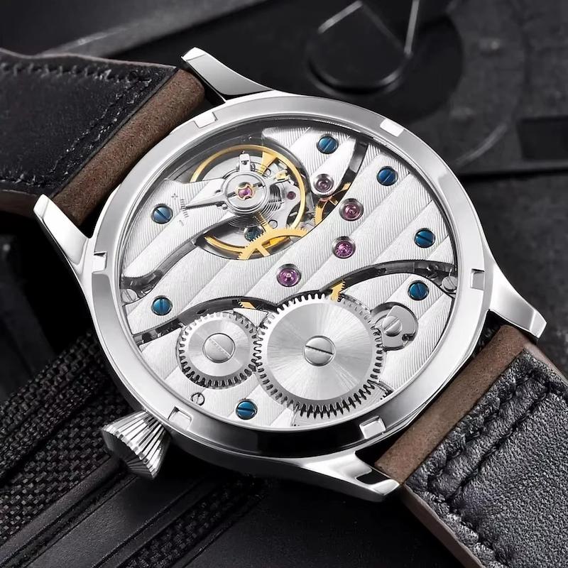 Montre mécanique homme à remontage manuel, Style aviateur classique Image