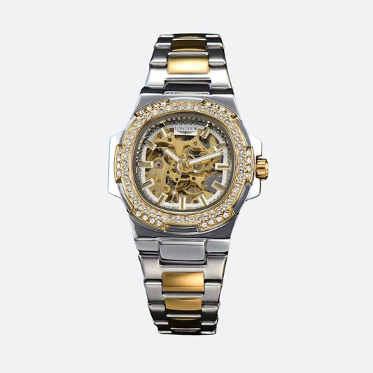 Montre mécanique squelette homme en acier inoxydable