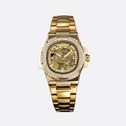 Montre mécanique squelette homme en acier inoxydable