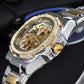 Montre mécanique squelette homme en acier inoxydable