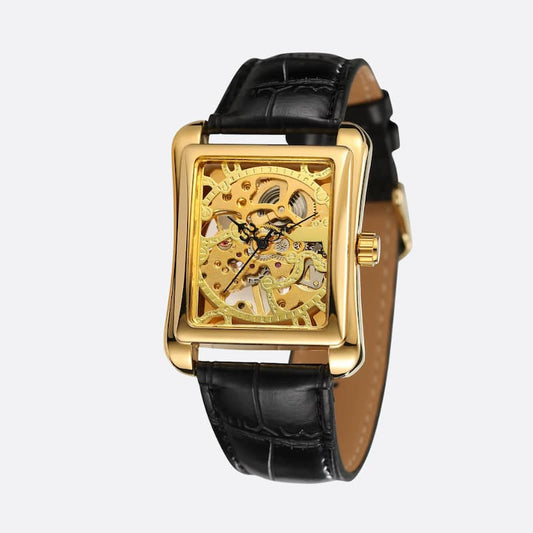 Montre mécanique squelette pour homme carrée